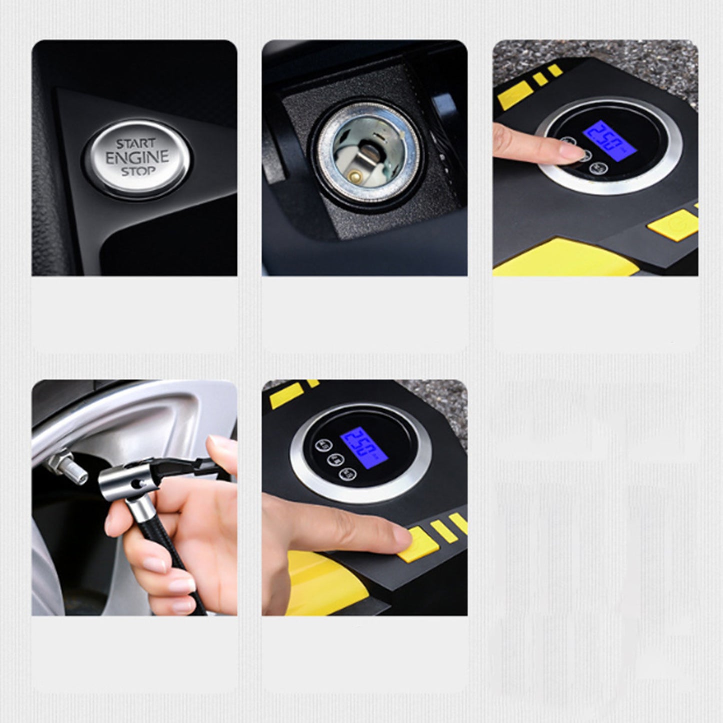Tire Inflator Pump, Portable Air Compressor for Car, Auto Air Pump w/ LED Light Gauge 12V DC, 150PSI Tire Pump Electric Air Pump Tire Inflator