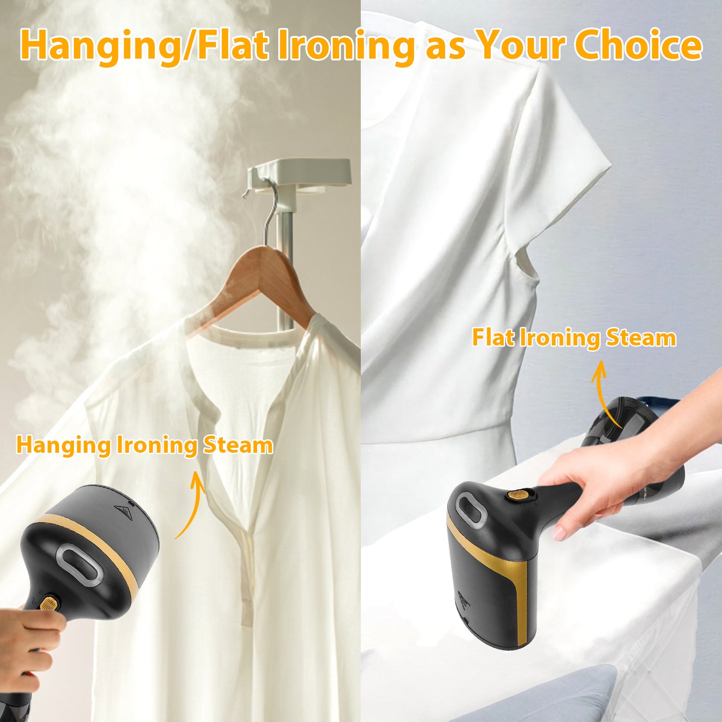 Handheld Garment Steamer for Clothes, 1500W Fabric Steam Iron for Home and Travel, Portable Handheld Design, 300ml Water Tank, 20s Quick Heat, Auto-Off
