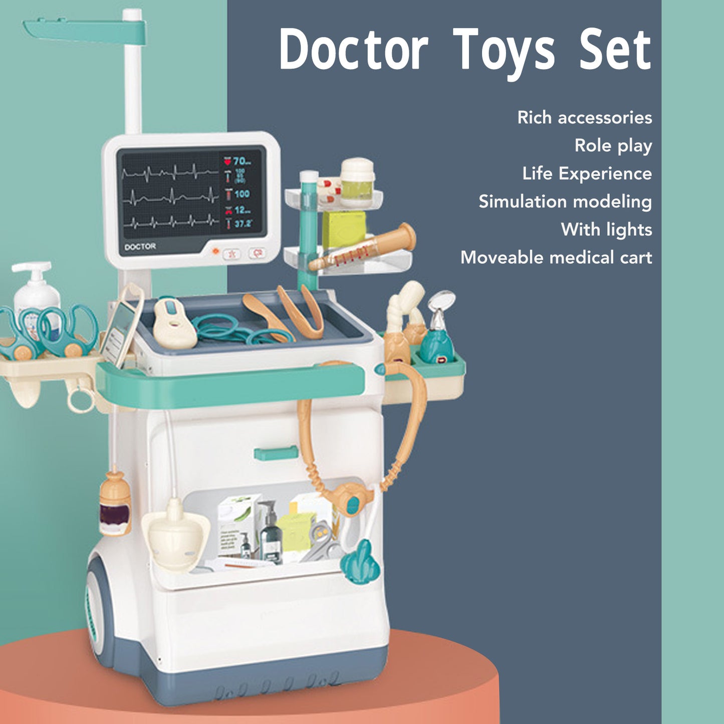 Doctor Kit for Kids Pretend Play Medical Station Toy Set with 47pcs Accessories Hospital Doctor Role Play Toy for Toddlers 3 4 5 6 7 8 Years Old Children