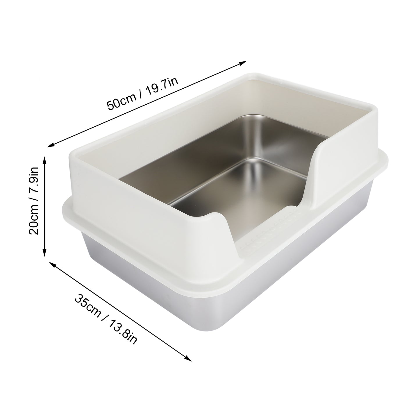 Stainless Steel Litter Box, Side Entry Scratch Proof Versatile Enclosed High Sides Litter Box Secure Structure For Small Medium Cats