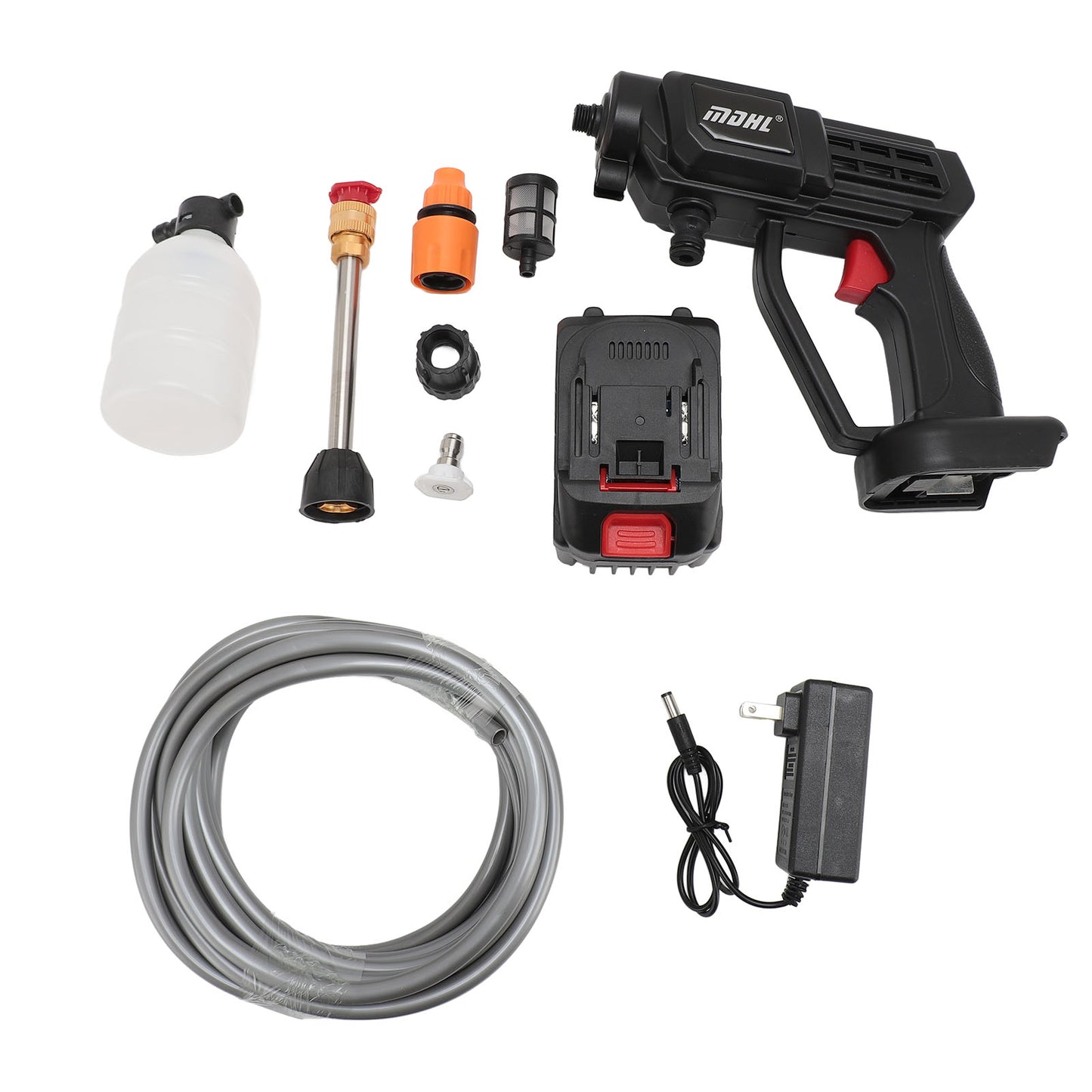 Cordless Pressure Washer, High Pressure Cordless Power Washer With 6 In 1 Adjustable Nozzle, Portable Water Gun With 16.4FT Water Pipe For Floor Cleaning, Washing Cars, Watering