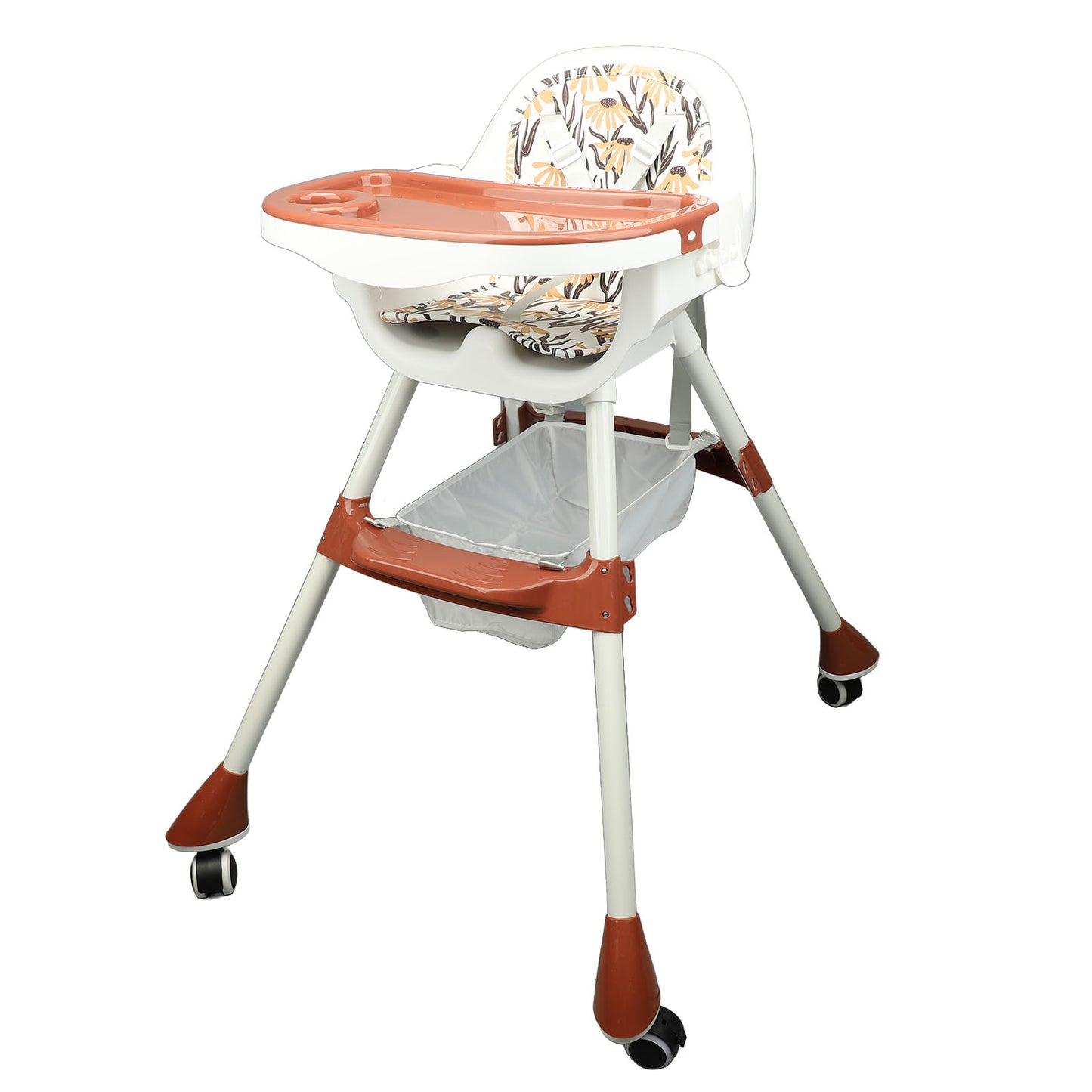 High Chair, Baby High Chair Coffee Red Removable Cushion 3 Levels Height Adjustable For Home Use For 6 Months To 6 Years Old Toddler