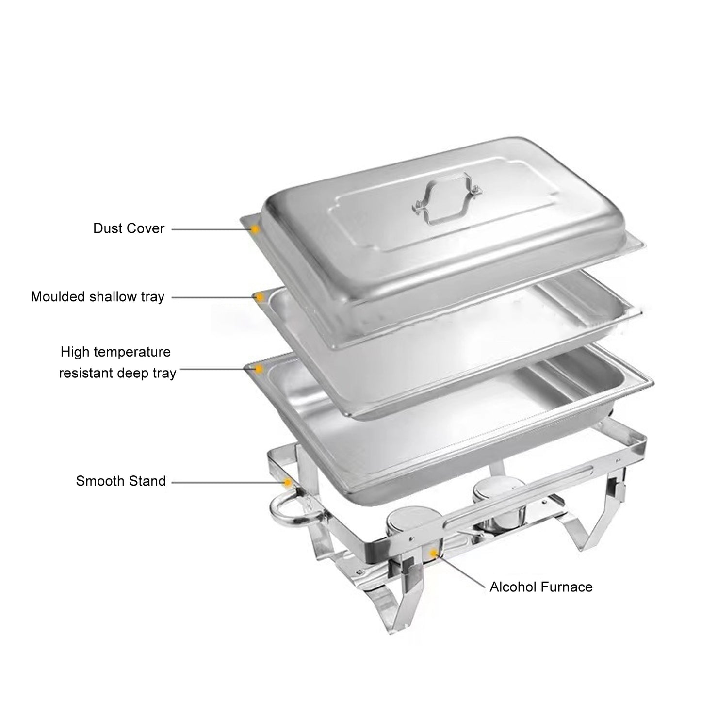 Chafing Dish Buffet Set 4 Pack, 13QT Stainless Steel Chafing Dishes For Buffet, Chafers And Buffet Warmers Sets For Parties, Events, Wedding, Camping, Dinner