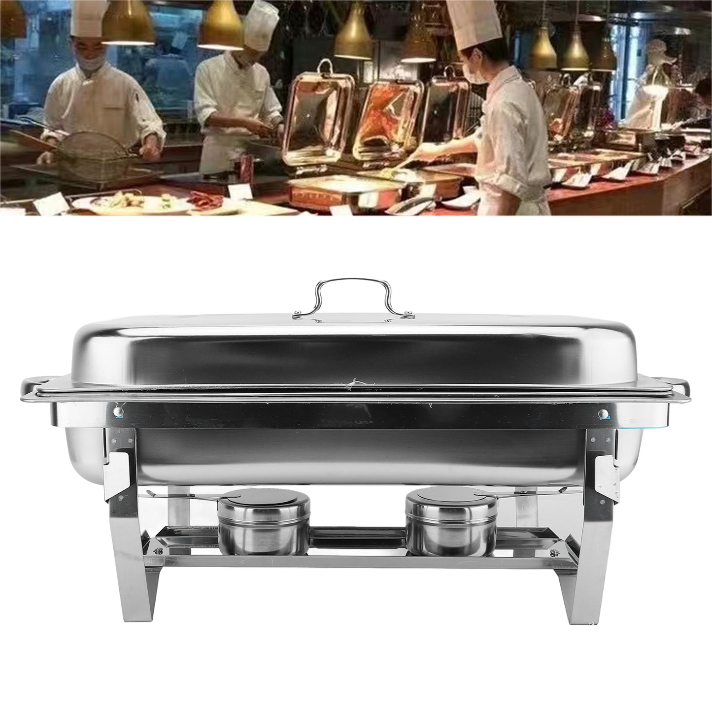 Chafing Dish Buffet Set 4 Pack, 13QT Stainless Steel Chafing Dishes For Buffet, Chafers And Buffet Warmers Sets For Parties, Events, Wedding, Camping, Dinner