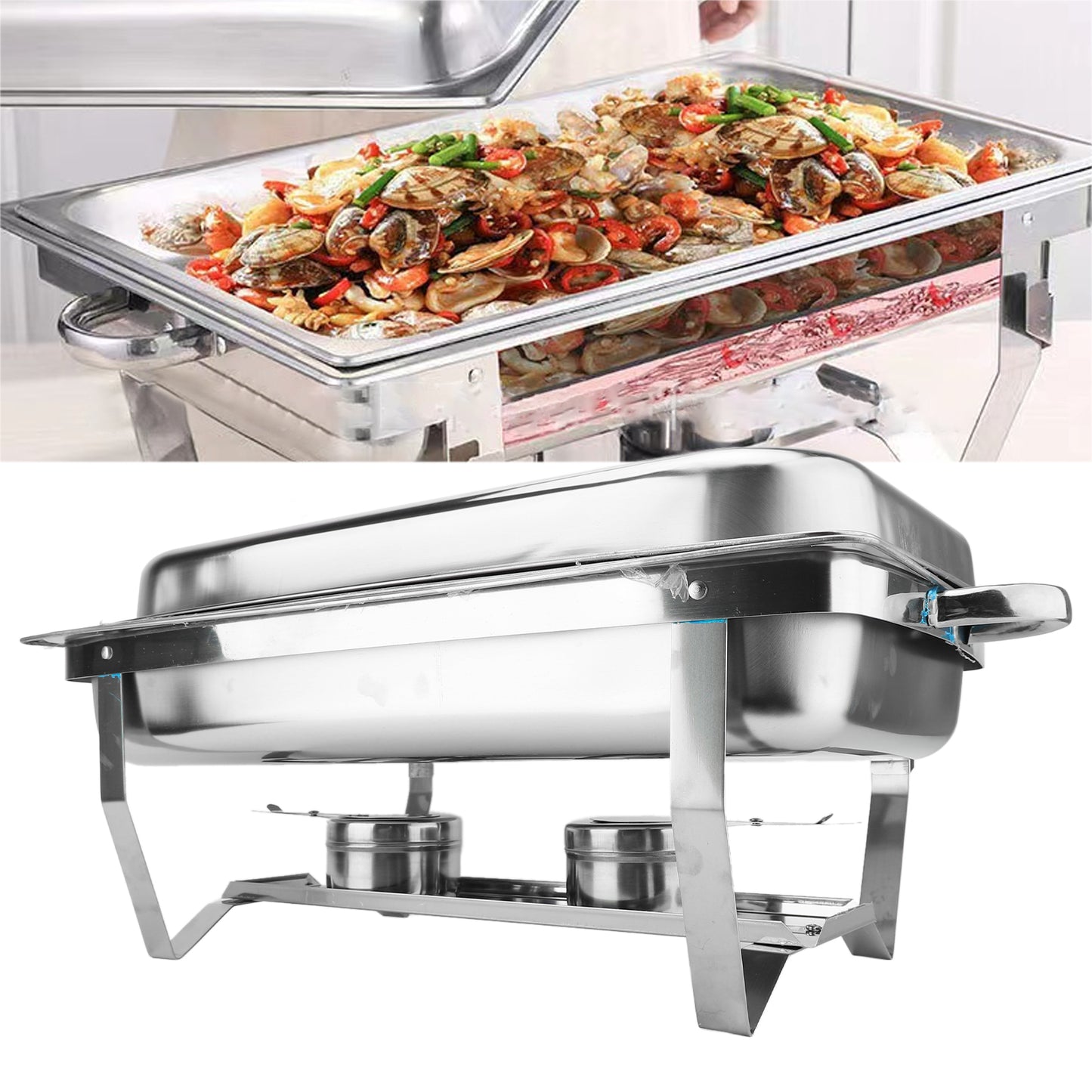 Chafing Dish Buffet Set 4 Pack, 13QT Stainless Steel Chafing Dishes For Buffet, Chafers And Buffet Warmers Sets For Parties, Events, Wedding, Camping, Dinner