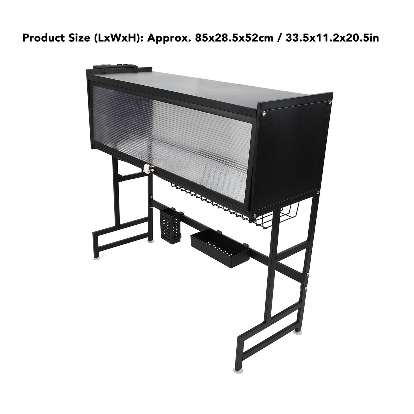 Over The Sink Dish Drying Rack Carbon Steel Space Saving 2 Tier Above Kitchen Sink Dish Drying Drainer Rack with Cover for Kitchen