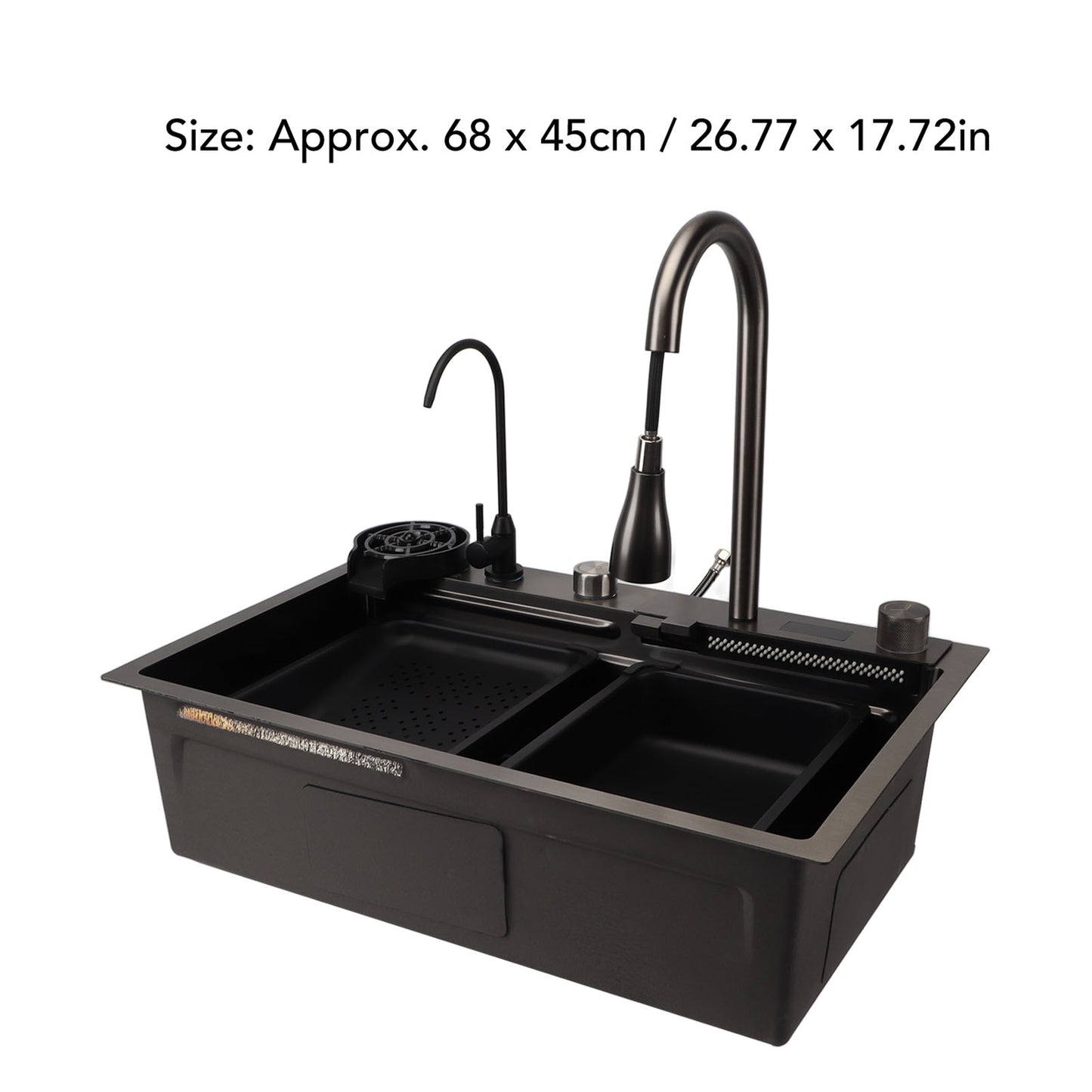 Under Counter Kitchen Sink Basin 68x45cm Thickened Stainless Steel Digital Display Kitchen Sink