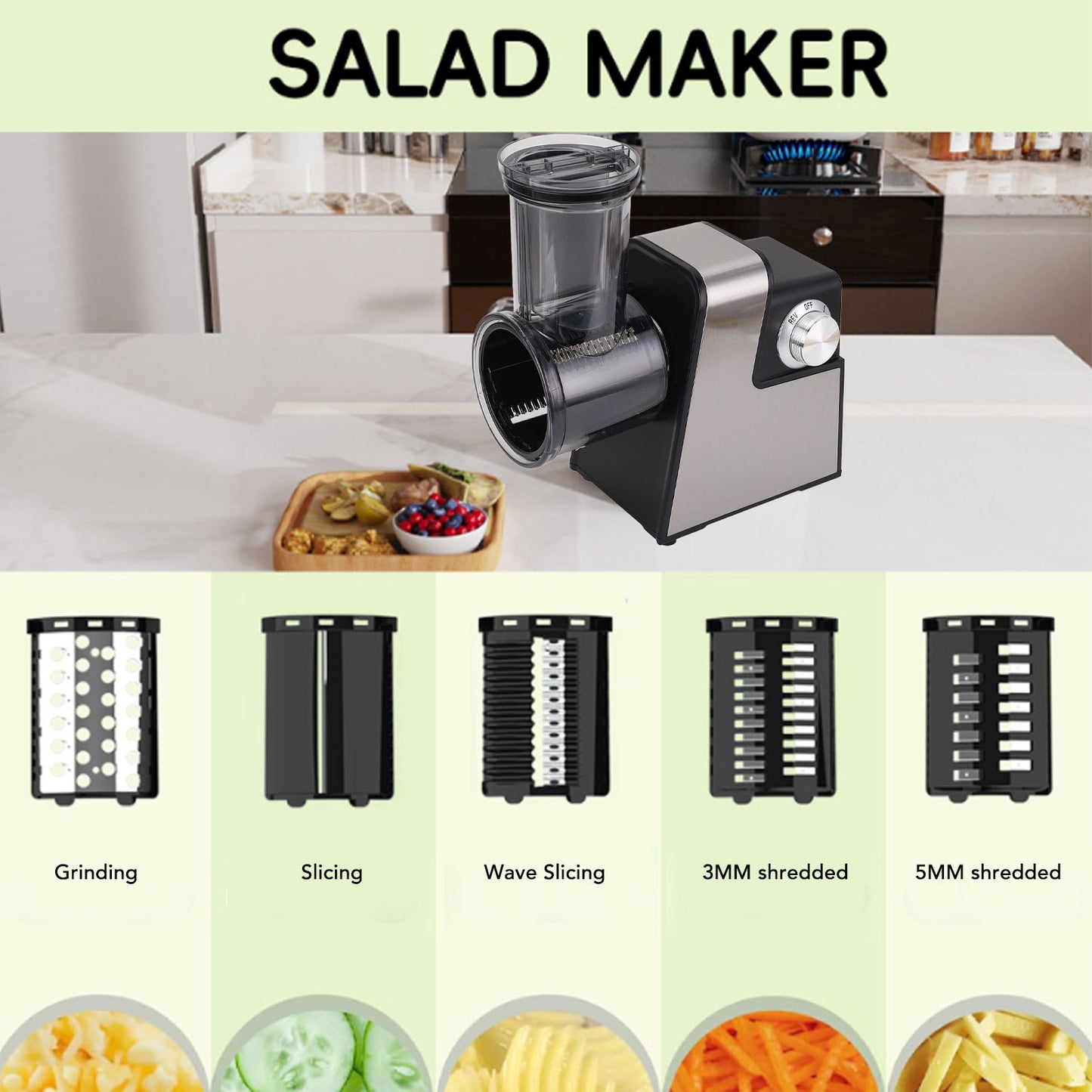 Heavy Duty 5 in 1 Electric Meat Grinder, 2800W Max, Sausage Stuffer, Juice Extractor, Kubbe Kit , 3 Stainless Steel Grinding Plates, 5 Pounds/Min