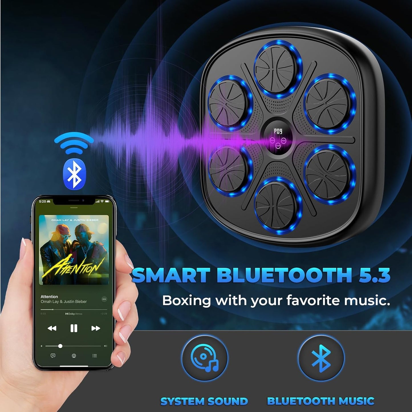 Upgraded Music Boxing Machine, Smart Bluetooth Boxing Music Workout Machine for Adults, Wall Mounted Music Boxing Machine with Smart Display Screen for Home, Indoor and Gym