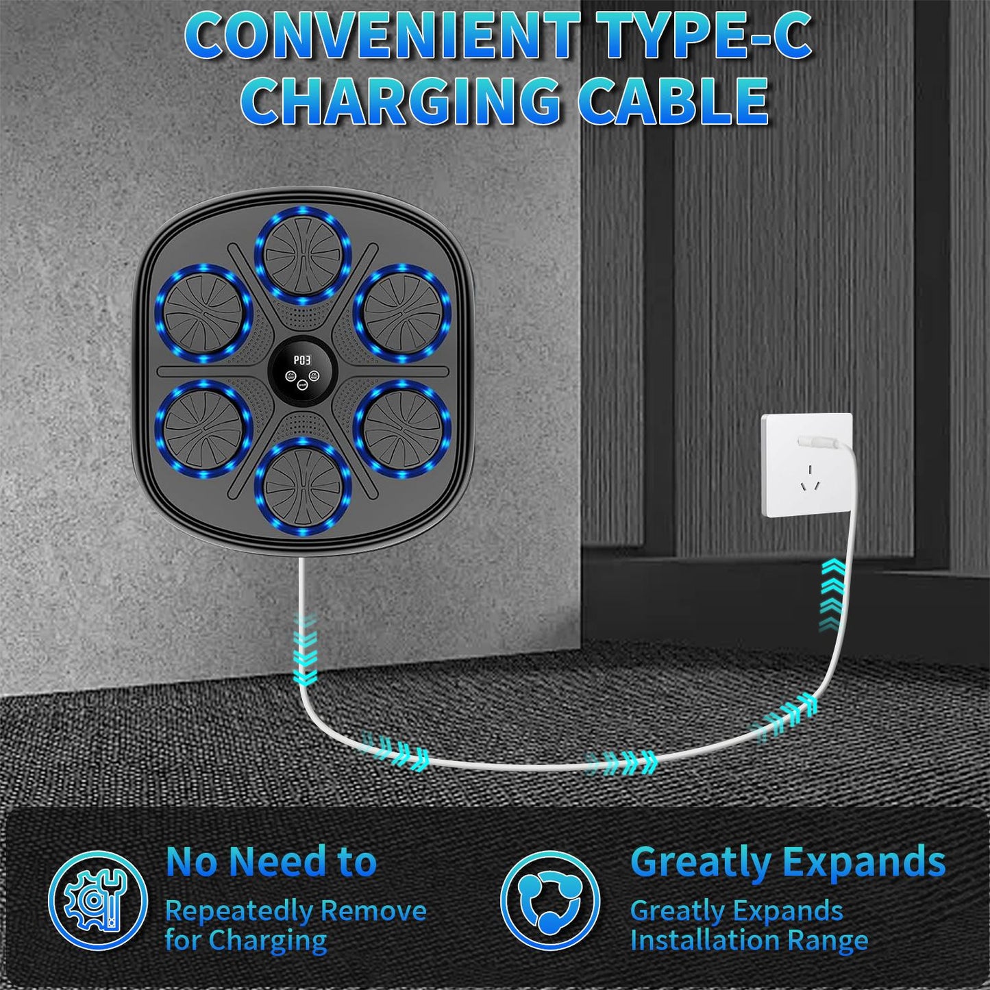 Upgraded Music Boxing Machine, Smart Bluetooth Boxing Music Workout Machine for Adults, Wall Mounted Music Boxing Machine with Smart Display Screen for Home, Indoor and Gym