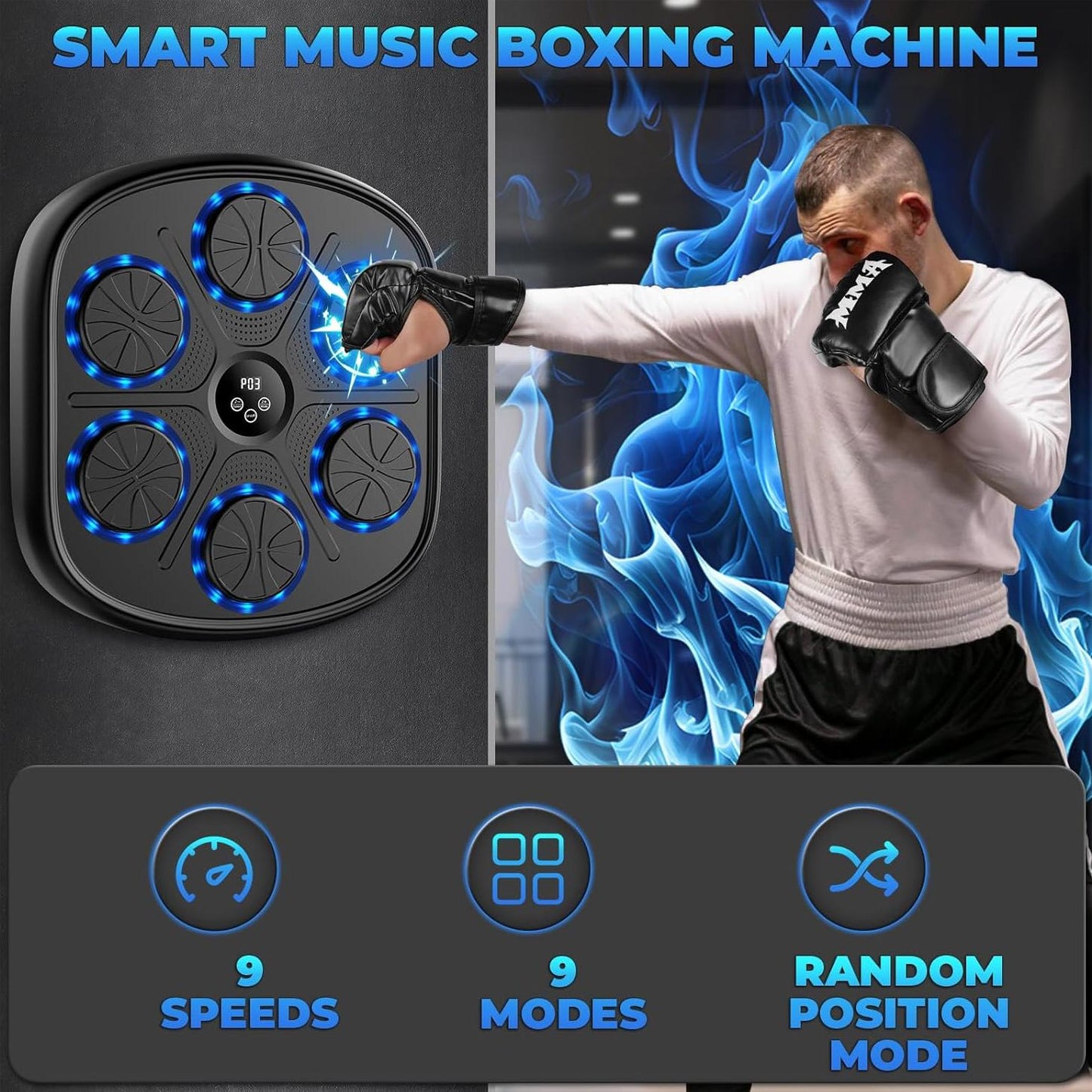 Upgraded Music Boxing Machine, Smart Bluetooth Boxing Music Workout Machine for Adults, Wall Mounted Music Boxing Machine with Smart Display Screen for Home, Indoor and Gym