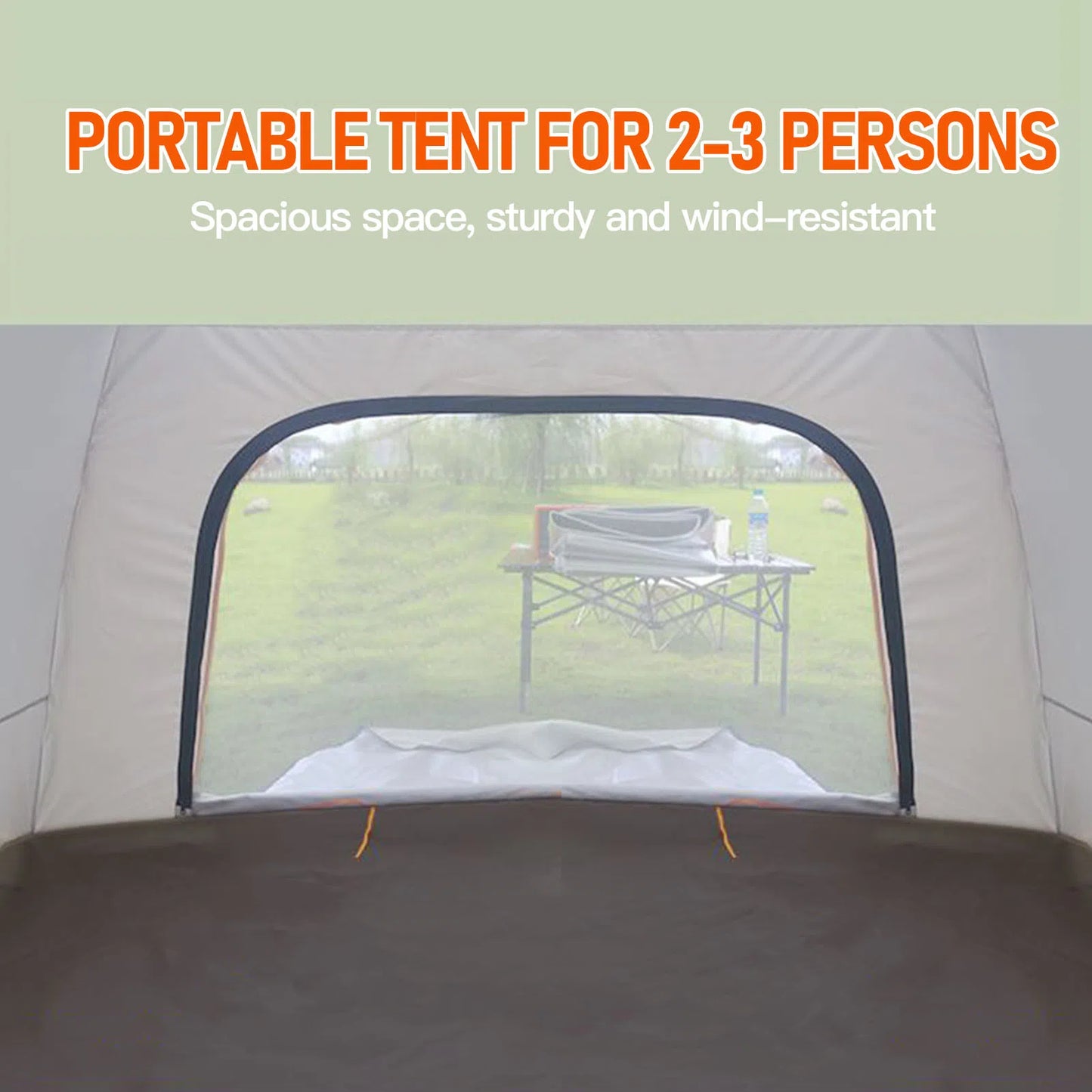 Pop Up Canopy Instant Family Tents for Camping 2-3 Person with 2 Doors, Includes Carrying Bag, Windproof Ropes, Ground Stakes, Rain Cover, Waterproof Anti-UV Camping Tent for Beach/Hiking/Outdoor