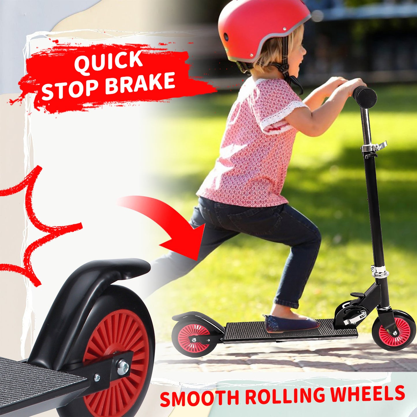 Kids Scooter, Folding Scooter with Adjustable Handlebar, Black Lightweight Aluminum Scooter with Rear Brake, Kick Scooter for Kids Boys Girls 5 Years Old and up, Fully Assembled, Load up to 220 lbs