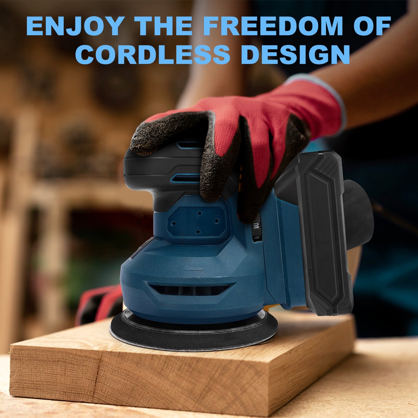 20-Volt 5" Cordless Random Orbit Sander And Dust Bag With 2.0A Battery & 12Pcs Sandpaper