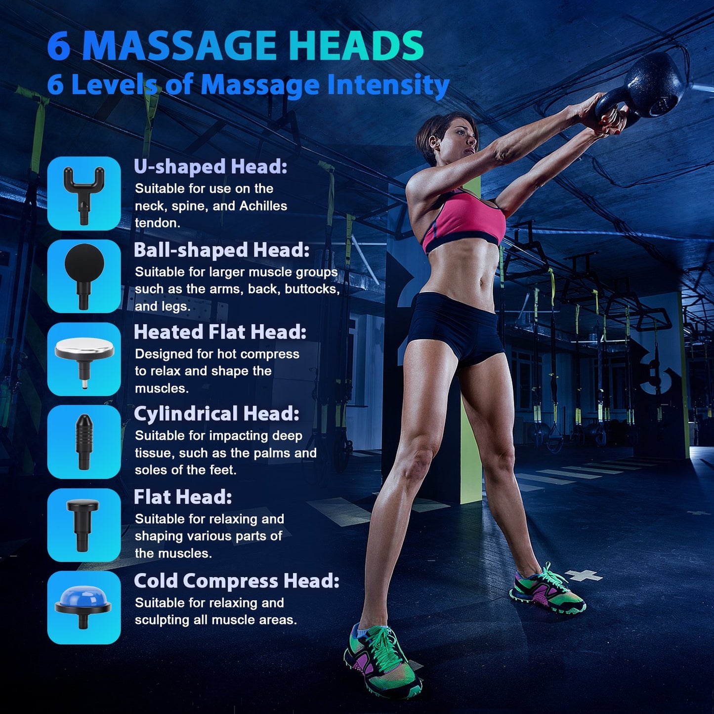 Massage Gun with Heat and Cool Head, Deep Tissue Back Massage 49dB Quiet Percussion Massager Soreness Relief for Adults, Athletes