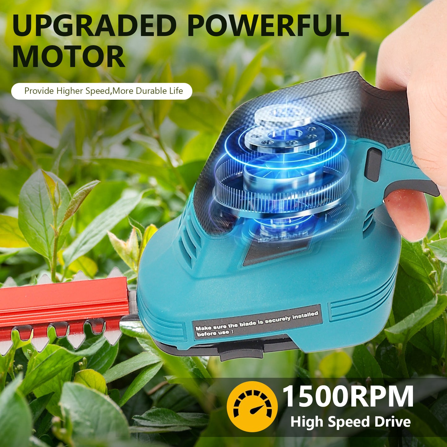 Hedge Trimmer Cordless - 20V 2 X 2.0Ah Batteries, 2-in-1 Cordless Grass Shears for Garden, Yard And Lawn,Blue
