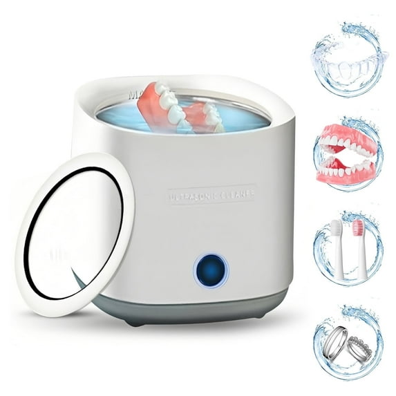 42kHz Retainer Cleaner Machine for Mouthguard, Braces, Night Guard, Toothbrush, Jewelry with 6.08oz Cleaning Pod, White