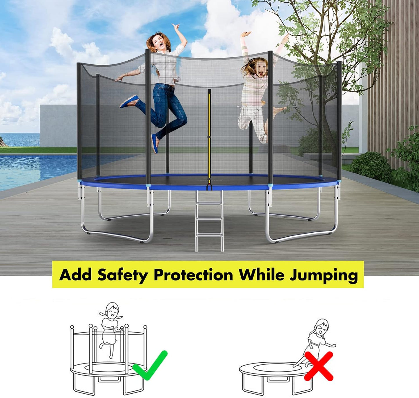Trampoline Flex Enclosure Net Trampoline Enclosure Net PE Trampoline Flex Net Replacement For 6 Poles Round Frame Trampolines