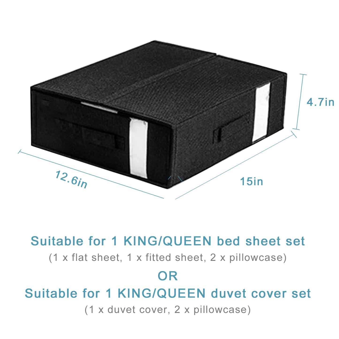 3 Pack Bed Sheet Organizer with Clear Window, Foldable Bed Sheet Storage for Queen or King Size Sheets,Duvet Covers, Pillowcases,Bedding Clothes,Blankets