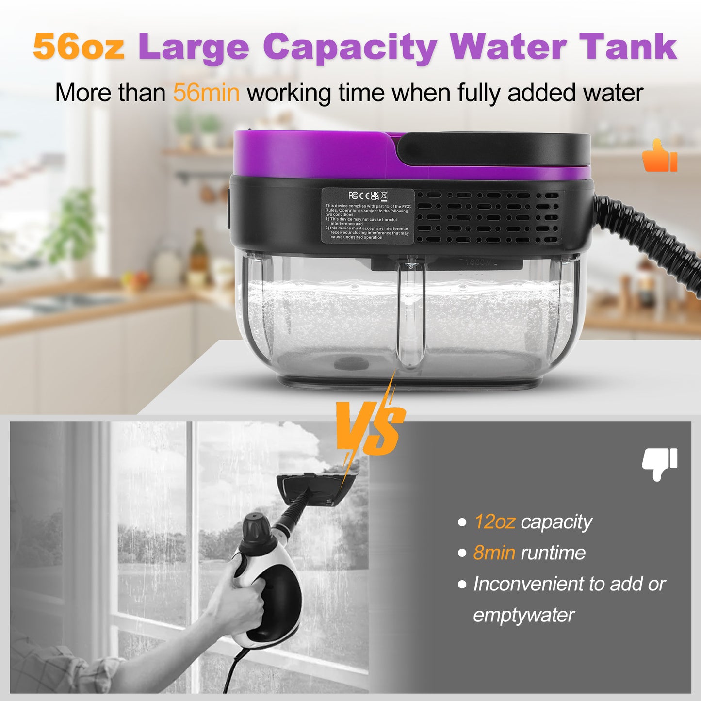 Steam Cleaner, 3-Level Adjustable Handle, 10s Fast Heat-Up, 1.6L Tank,Portable Steamer For Cleaning with 10 Pcs Accessories for Home,Dirt, Grease, Grout, Tile,Floor,Couch,Car