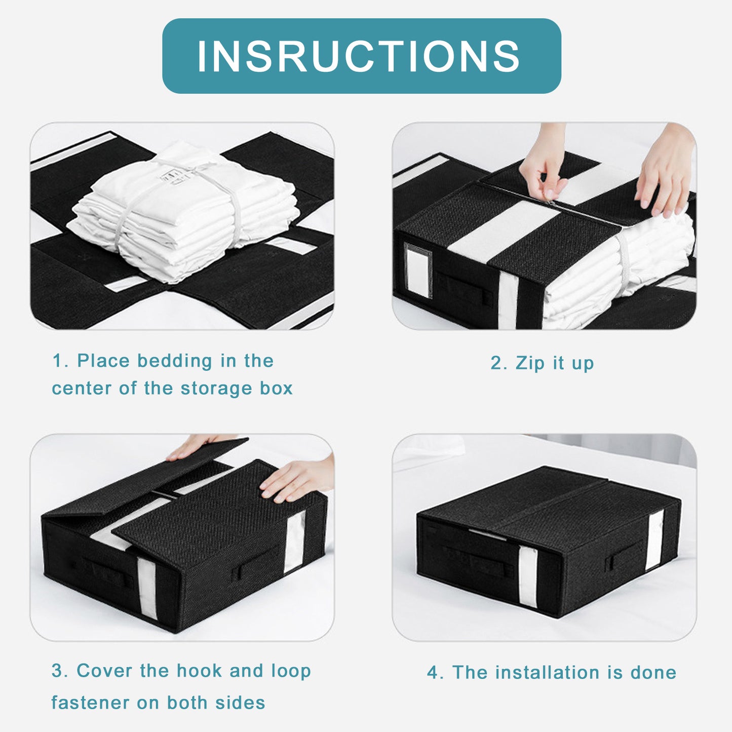 3 Pack Bed Sheet Organizer with Clear Window, Foldable Bed Sheet Storage for Queen or King Size Sheets,Duvet Covers, Pillowcases,Bedding Clothes,Blankets