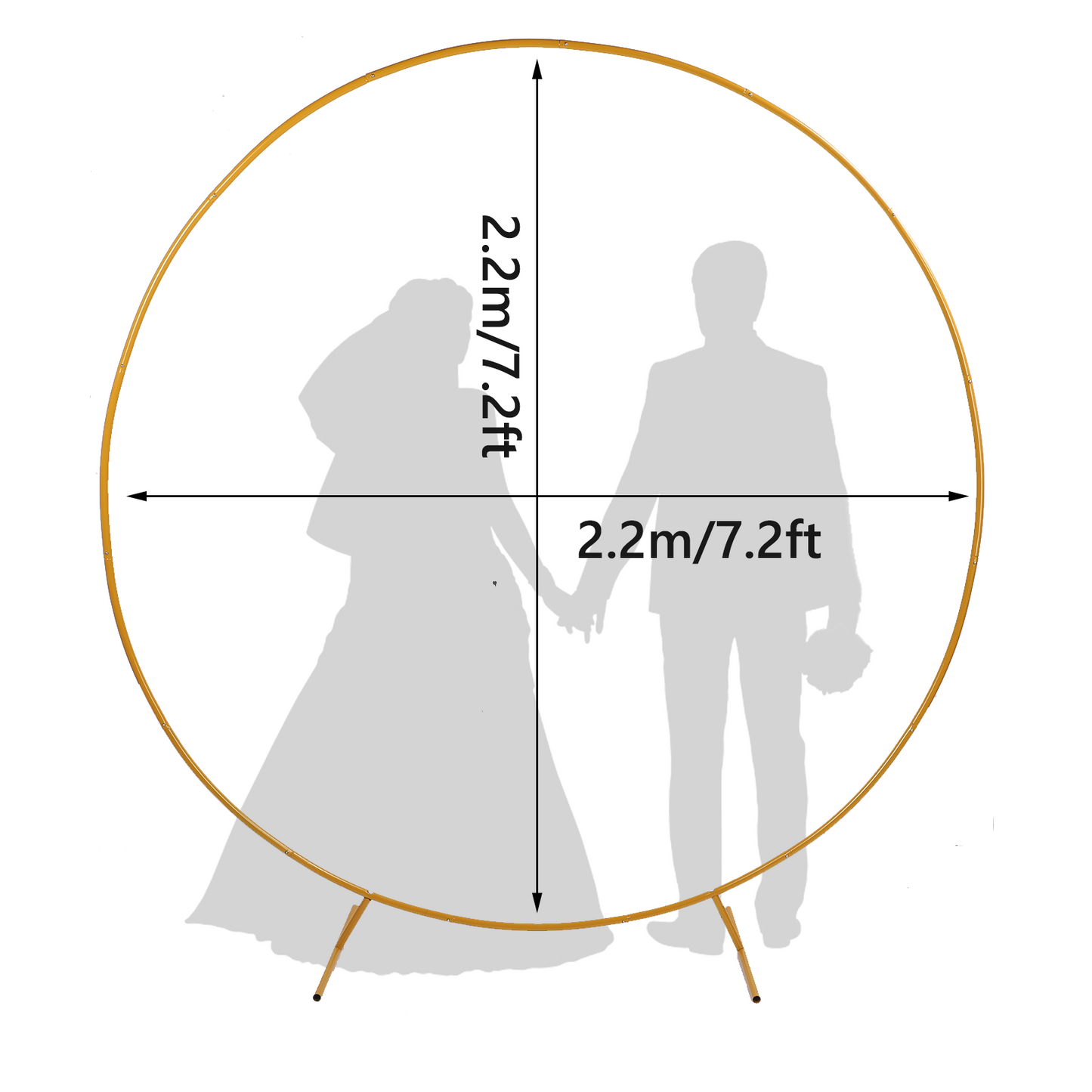 Round Wedding Archs, 7.2 Ft Balloon Hoop Stand, Gold Metal Balloon Circle Frame, Big Size Backdrop Stand for Birthday, Wedding, Baby Shower, Grad Party DIY Decoration (No Flowers)
