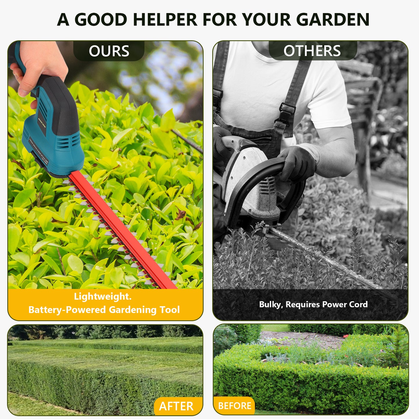Hedge Trimmer Cordless - 20V 2 X 2.0Ah Batteries, 2-in-1 Cordless Grass Shears for Garden, Yard And Lawn,Blue
