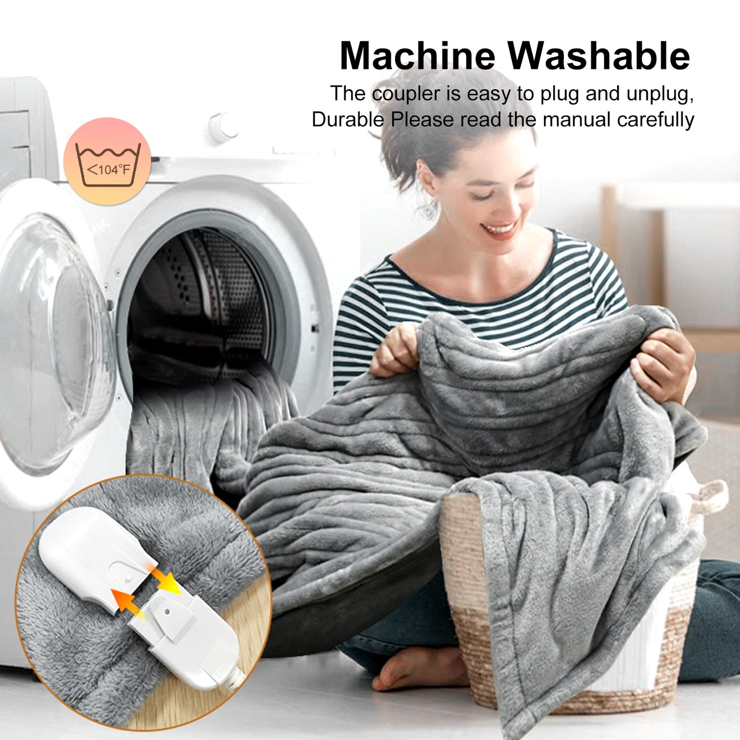 Heated Blanket Electric Throw - 51"x63" Heating Blanket Throw 2/4/8H Hours Auto-off 10 Heat Level Heat Blanket Over-heat Flannel Machine Washable Gift for Grandma,ETL & FCC for Home Office