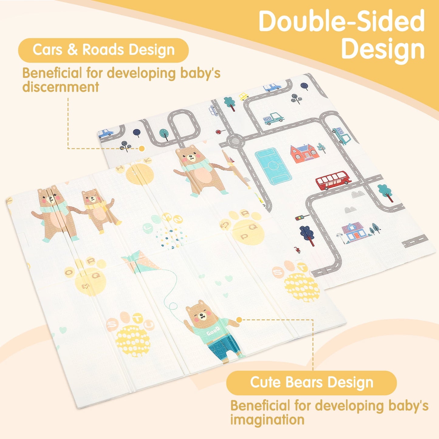 Foldable Baby Floor Play Mat Thickened Foam Baby Tummy Time Crawling Mat for Playpen 50 X 50in