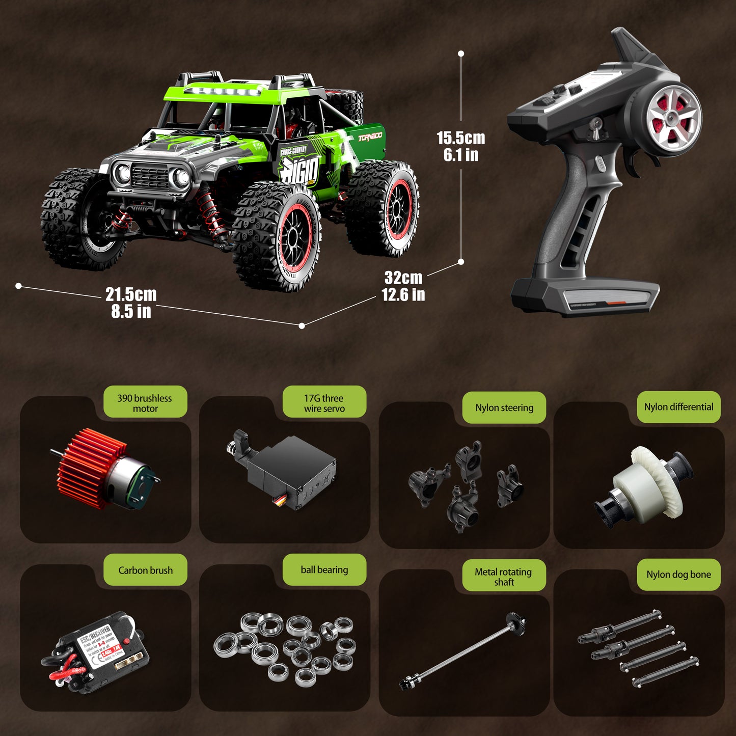 RC Cars 1:14 4WD High Speed Remote Control Truck 60+km/h Fast All Terrain Off Road RC Truck Toy Gifts for Kids Adults, 2 Batteries
