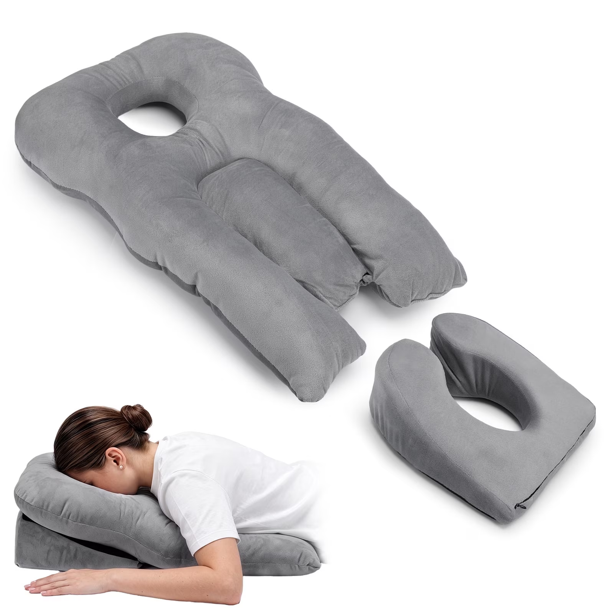 Face Down Pillow Soft Memory Foam Stomach Sleeping Pillow With Adjustable Airflow Removable Cover For Massage Nap