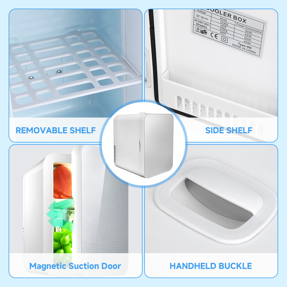 8L Mini Fridge Portable Thermoelectric Cooler & Warmer Compact Refrigerators for Food, Drinks, Skincare, Office Desk, RV, Apartment