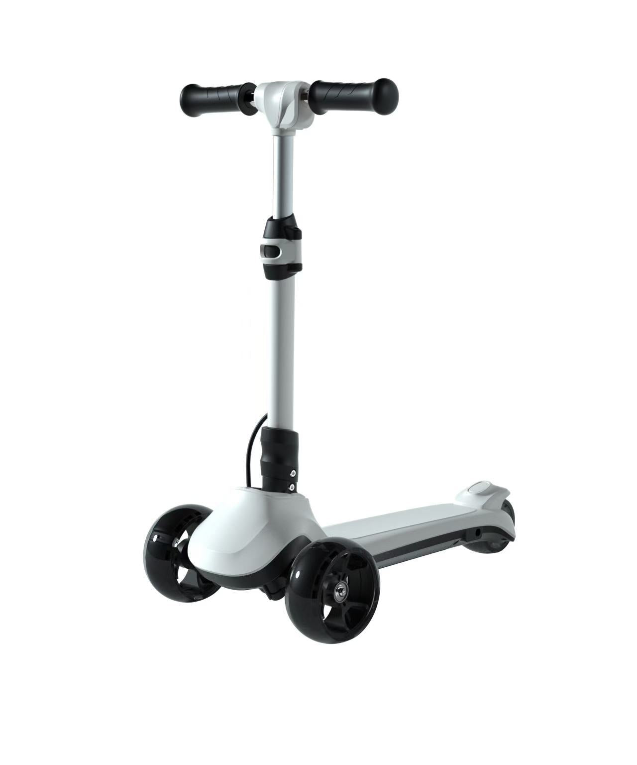 Foldable Electric Scooter for Kids Ages 4+, Thumb Throttle, Flash Deck & 3 Extra Wide Light Up Big Wheels, 3 Heights Adjustable, 5 MPH Safe Speed, Super Lightweight Kick Scooter for Kids