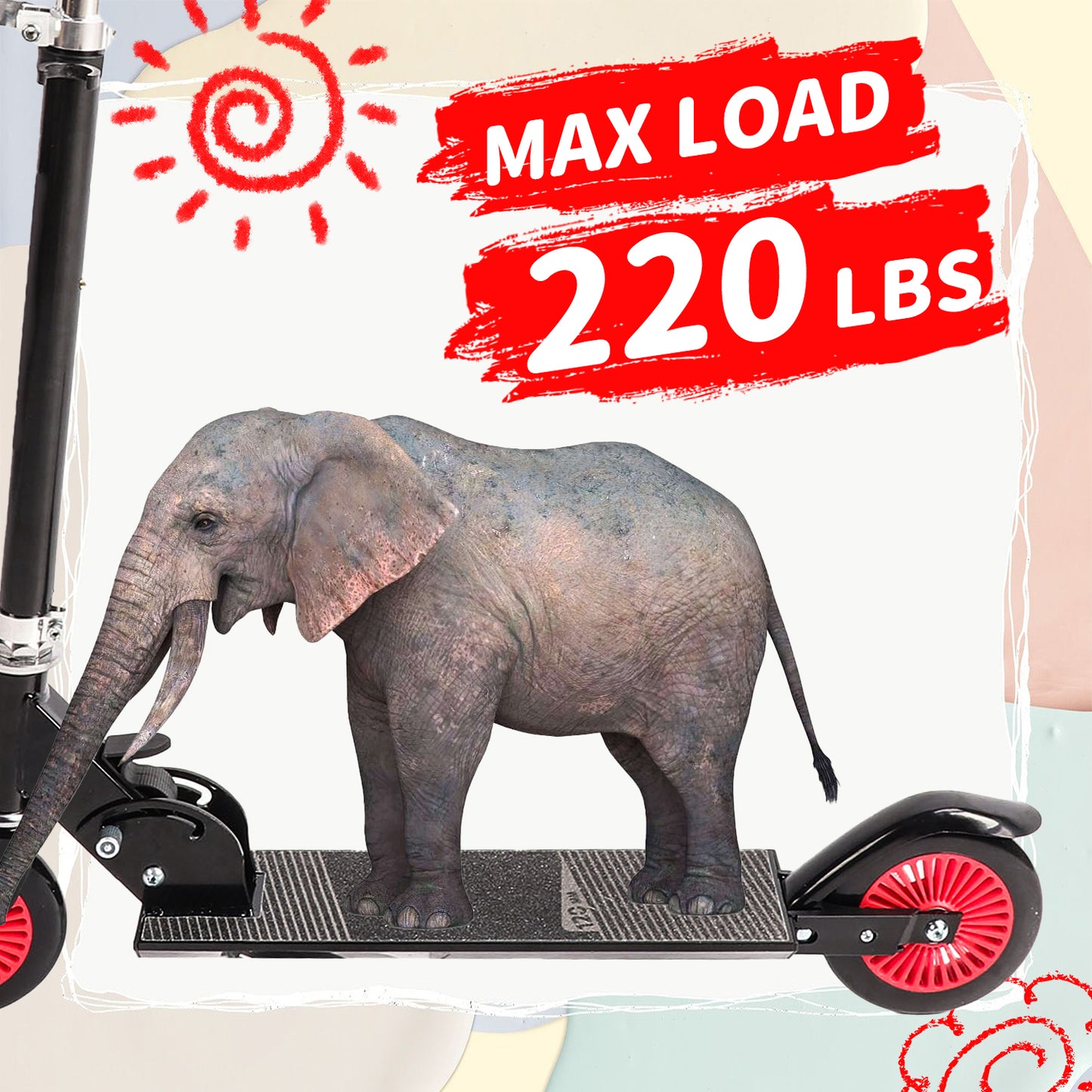 Kids Scooter, Folding Scooter with Adjustable Handlebar, Black Lightweight Aluminum Scooter with Rear Brake, Kick Scooter for Kids Boys Girls 5 Years Old and up, Fully Assembled, Load up to 220 lbs