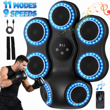 Eotvia Music Boxing Machine with Boxing Gloves, Smart Boxing Equipment, Wall Mounted Target Training Punching Boxing Machine for Adults, Teens, Home, Indoor, Workout and Gym, Blue