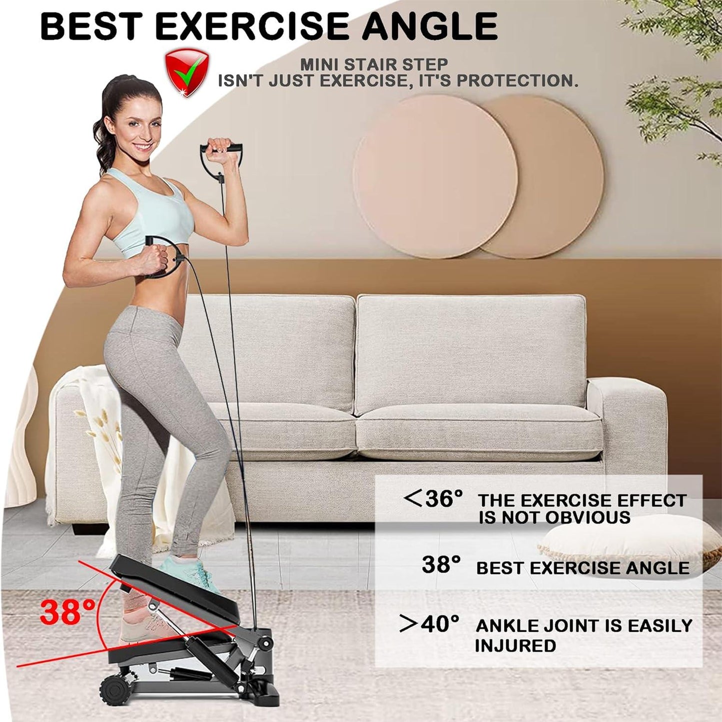 Eotvia Steppers for Exercise, Portable Mini Stepper with Resistance Bands for Home Gym Cardio, Air Stepper Climber Machine with Digital Monitor, Anti-slip Mat, Under Desk Exercise Machine, Max 330lbs
