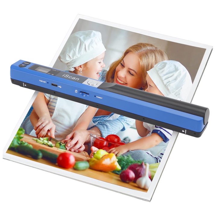 Portable Scanner, Photo Scanner for A4 Document Scanner 900 DPI Handheld Scanner JPG/PDF Formate LCD Display for Business Image Picture Receipts Books Pages Texts, Handy Scan (Blue)
