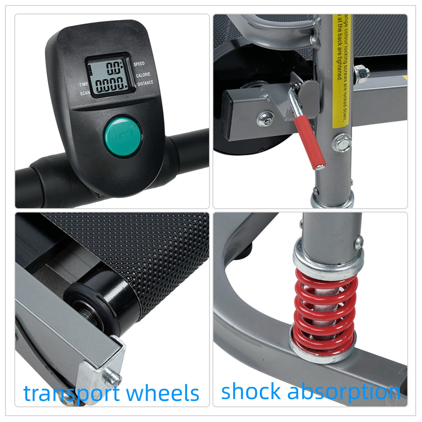 Eotvia Manual Treadmill, Non Electric Treadmill with Flywheels Transport Wheels, Compact Folding Treadmill Exercise Machine Fitness Exercise Equipment for Home Walking Jogging Running Cardio Training