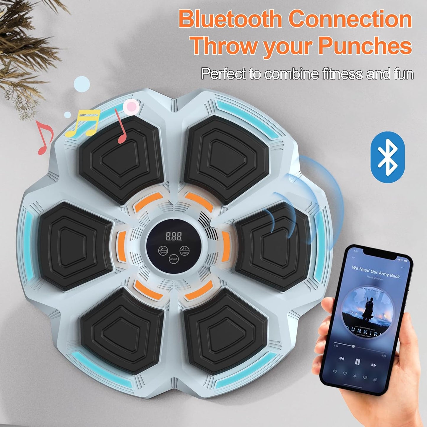 New Smart Music Boxing Machine with Boxing Gloves, Bluetooth Training Machine with LED Electronic Wall Mounted, Music Boxing Target Workout Punching Equipment for Kids and Adults