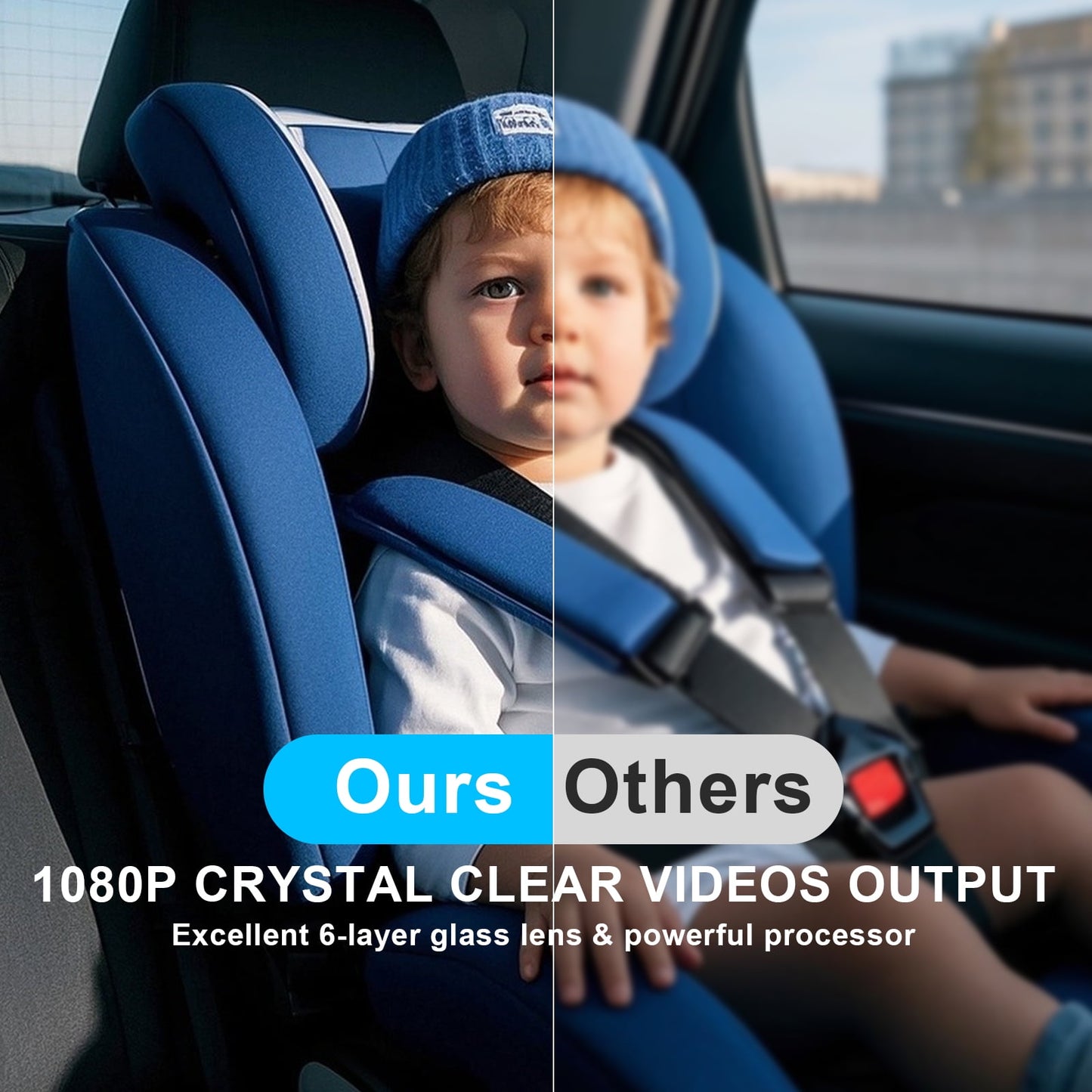 Baby Car Camera HD 1080P Night Vision 180° Adjustable Wide View Angle Rear Facing Baby Monitor for Car Backseat
