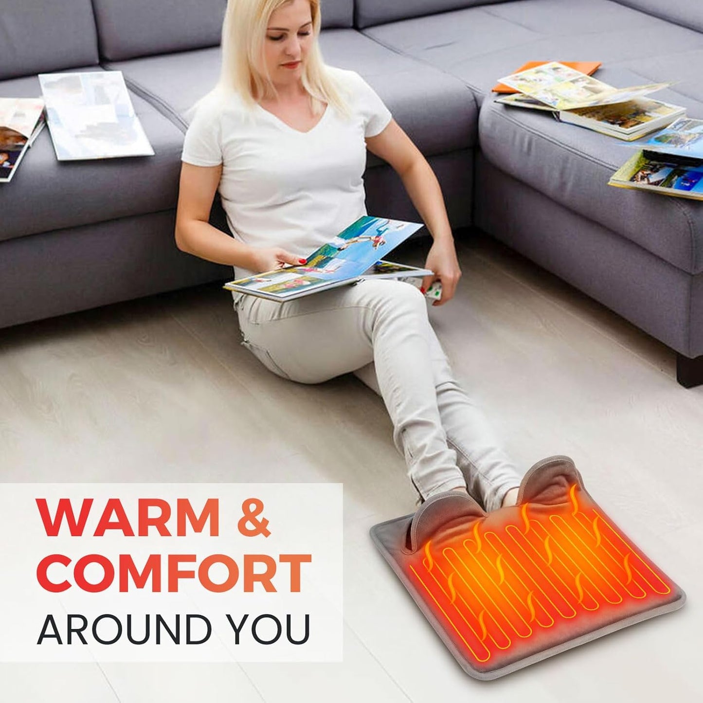 Foot Warmer Heating Pad Electric Heated Foot Warmer 9 Levels Temp 4 Timer LCD Washable Electric Foot Heating Pad For Under Desk