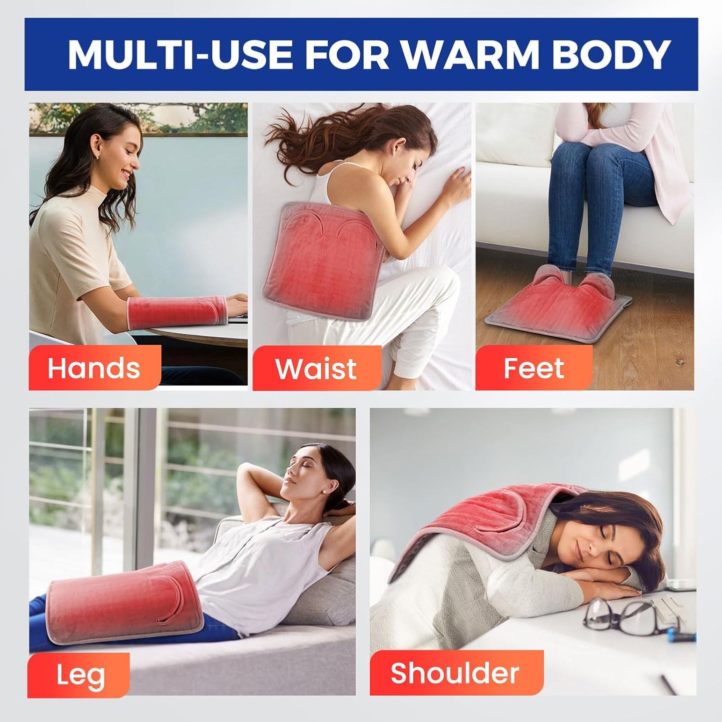 Foot Warmer Heating Pad Electric Heated Foot Warmer 9 Levels Temp 4 Timer LCD Washable Electric Foot Heating Pad For Under Desk