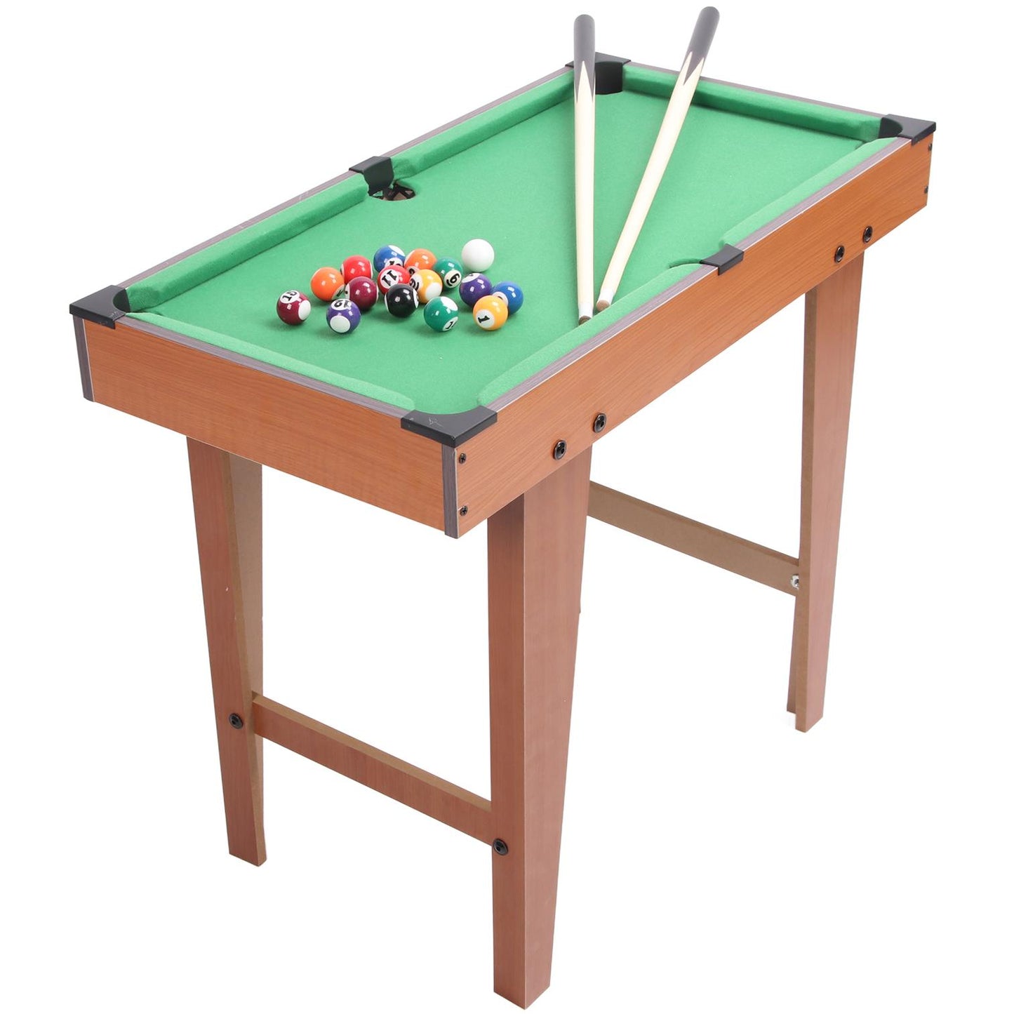 Mini Pool Table 27'' Billiard Game Set with 16 Balls, 2 Cue Sticks, Chalk, Brush, Triangle for Kids Teenager Gift Home Indoor Sports