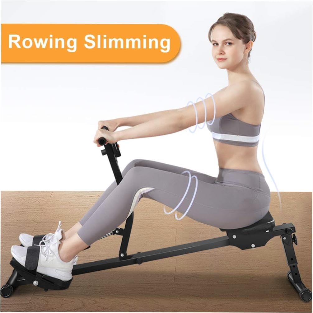 Eotvia Rowing Machine Rower Exercise for Home Cardio Workouts, Foldable Fitness Rowing Machine with 12 Adjustable Resistance, Includes Digital Monitor and Comfortable Seat Cushion, Max Holds 264 lbs