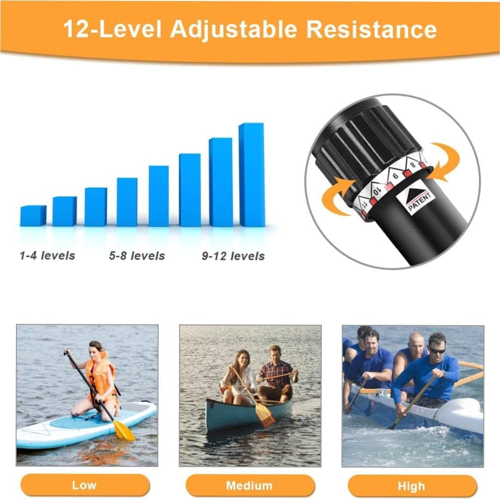 Eotvia Rowing Machine Rower Exercise for Home Cardio Workouts, Foldable Fitness Rowing Machine with 12 Adjustable Resistance, Includes Digital Monitor and Comfortable Seat Cushion, Max Holds 264 lbs