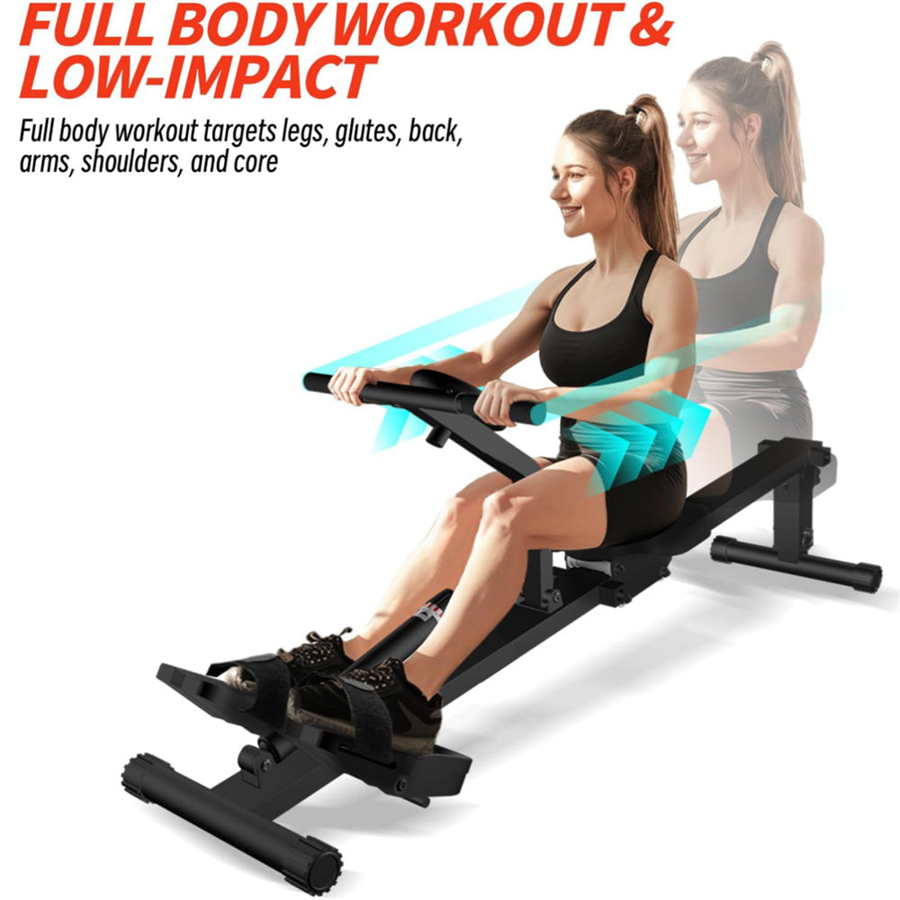Eotvia Rowing Machine Rower Exercise for Home Cardio Workouts, Foldable Fitness Rowing Machine with 12 Adjustable Resistance, Includes Digital Monitor and Comfortable Seat Cushion, Max Holds 264 lbs