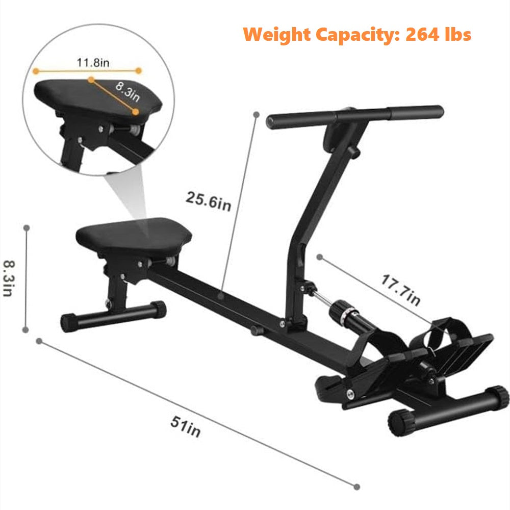 Eotvia Rowing Machine Rower Exercise for Home Cardio Workouts, Foldable Fitness Rowing Machine with 12 Adjustable Resistance, Includes Digital Monitor and Comfortable Seat Cushion, Max Holds 264 lbs