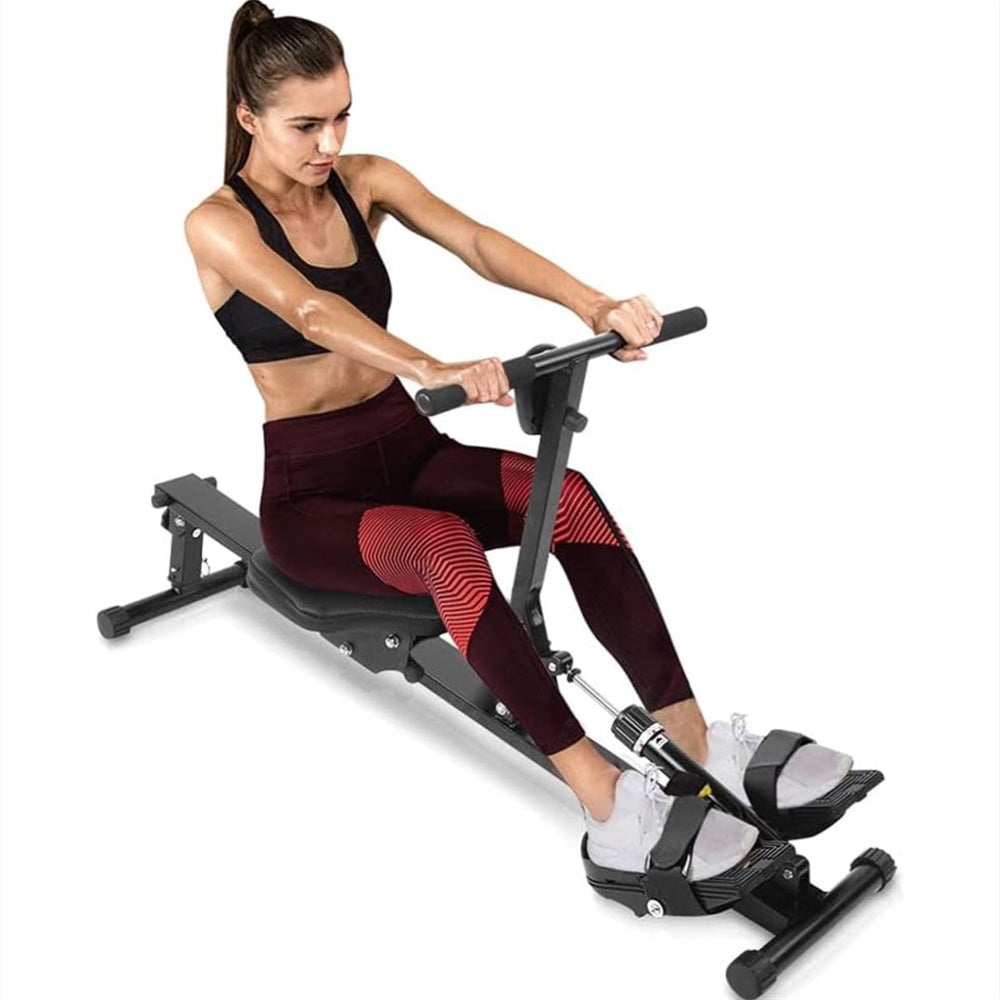 Eotvia Rowing Machine Rower Exercise for Home Cardio Workouts, Foldable Fitness Rowing Machine with 12 Adjustable Resistance, Includes Digital Monitor and Comfortable Seat Cushion, Max Holds 264 lbs