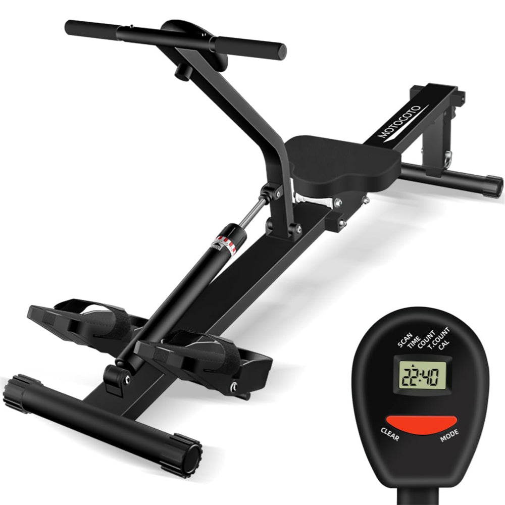 Eotvia Rowing Machine Rower Exercise for Home Cardio Workouts, Foldable Fitness Rowing Machine with 12 Adjustable Resistance, Includes Digital Monitor and Comfortable Seat Cushion, Max Holds 264 lbs