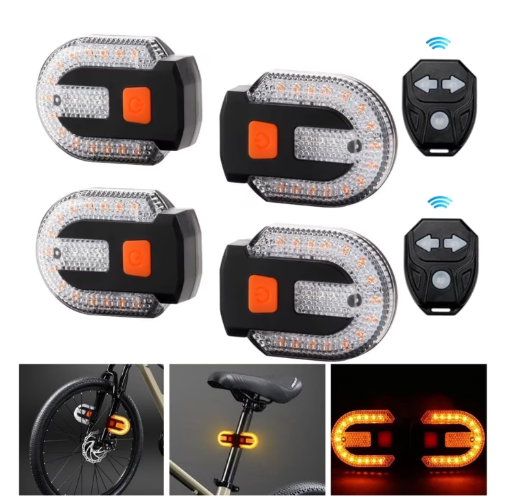 4PCS Turn Signals for Bicycles with Alarm, USB Charging Remote Control Split/Integrated Bike Tail Light 5 Modes Waterproof Strobe Bike Rear Lights Can be Mounted on Front and Rear of Bicycle